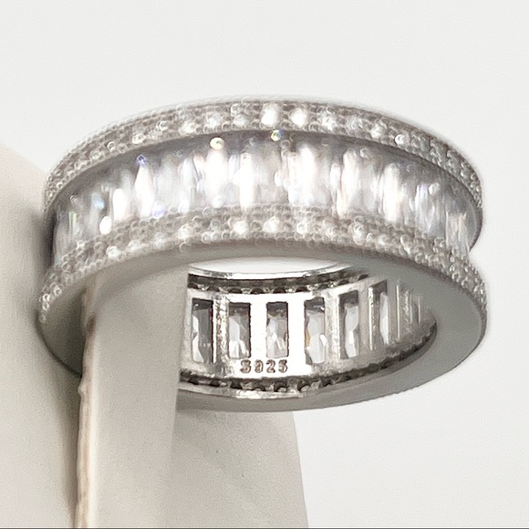 White Cubic Zirconia Eternity Ring in Sterling Silver - Picture 7 of 9